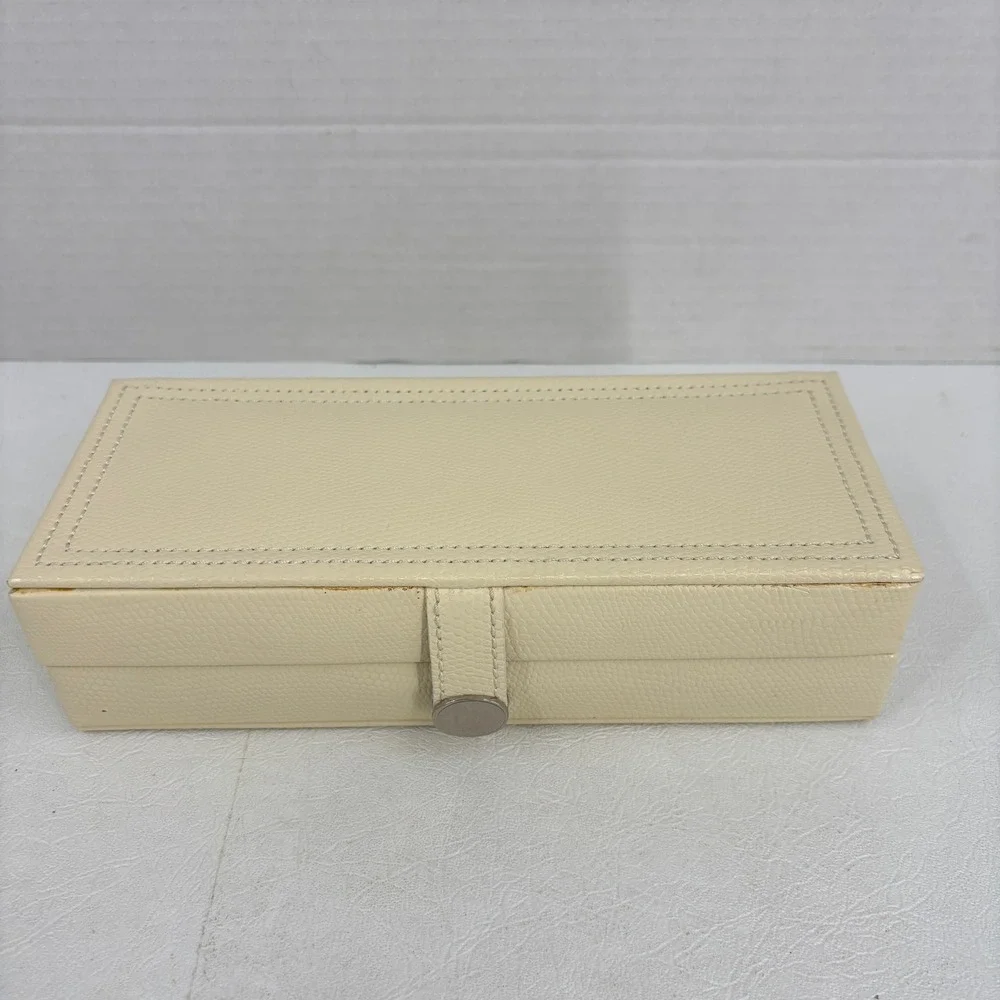 Jewelry Case Travel Box Removeable Zip Pouches Hinged Hard Side Cream